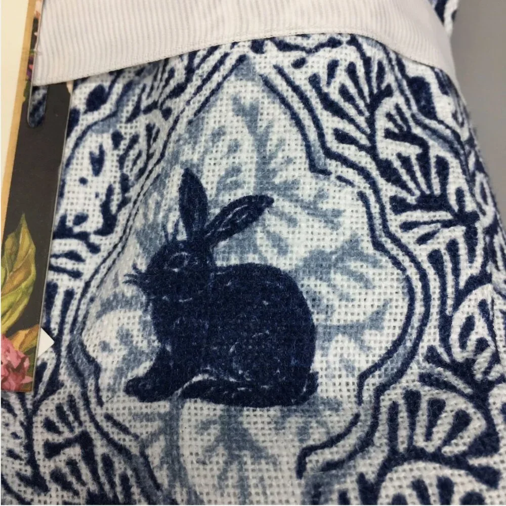 Nicole Miller Easter Bunny Tablecloth 60x104 Blue White Farmhouse Country Spring